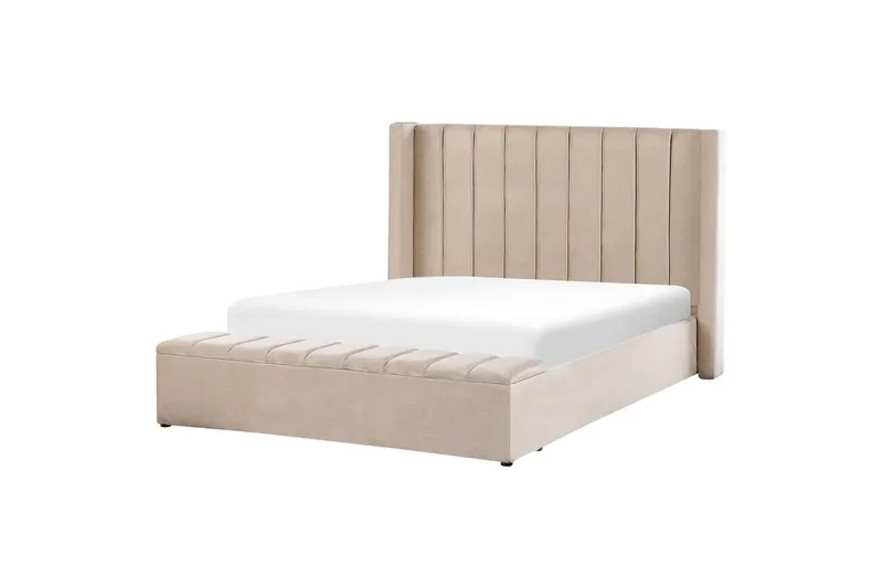 Säng med förvaringsbänk Noyers Beige, 160x200 cm - Beige, 160x200 cm - Möbler - Sovrum - Sängar - Dubbelsängar