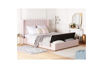Säng med förvaringsbänk Noyers Rosa, 160x200 cm - Rosa, 160x200 cm - Möbler - Sovrum - Sängar - Dubbelsängar