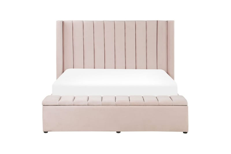 Säng med förvaringsbänk Noyers Rosa, 160x200 cm - Rosa, 160x200 cm - Möbler - Sovrum - Sängar - Dubbelsängar