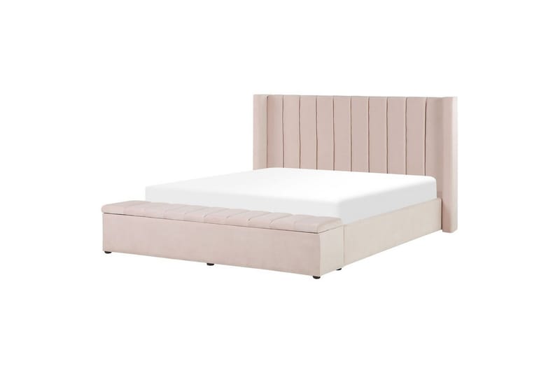 Säng med förvaringsbänk Noyers Rosa, 160x200 cm - Rosa, 160x200 cm - Möbler - Sovrum - Sängar - Dubbelsängar