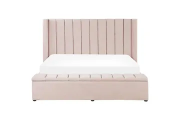 Säng med förvaringsbänk Noyers Rosa, 180x200 cm - Rosa, 180x200 cm - Möbler - Sovrum - Sängar - Dubbelsängar