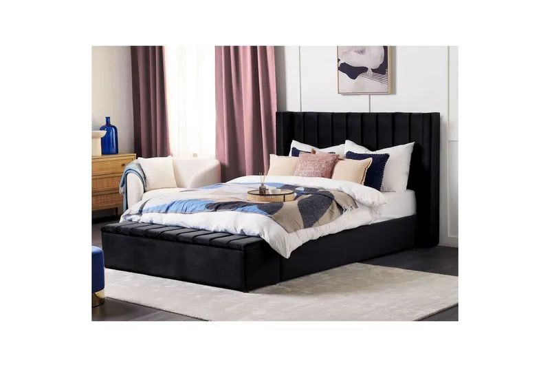 Säng med förvaringsbänk Noyers Svart, 180x200 cm - Svart, 180x200 cm - Möbler - Sovrum - Sängar - Dubbelsängar