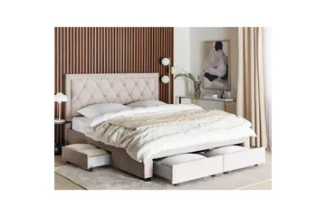 Säng med förvaringslådor Lievin - Beige, 180x200 cm - Möbler - Sovrum - Sängar - Sängar med förvaring