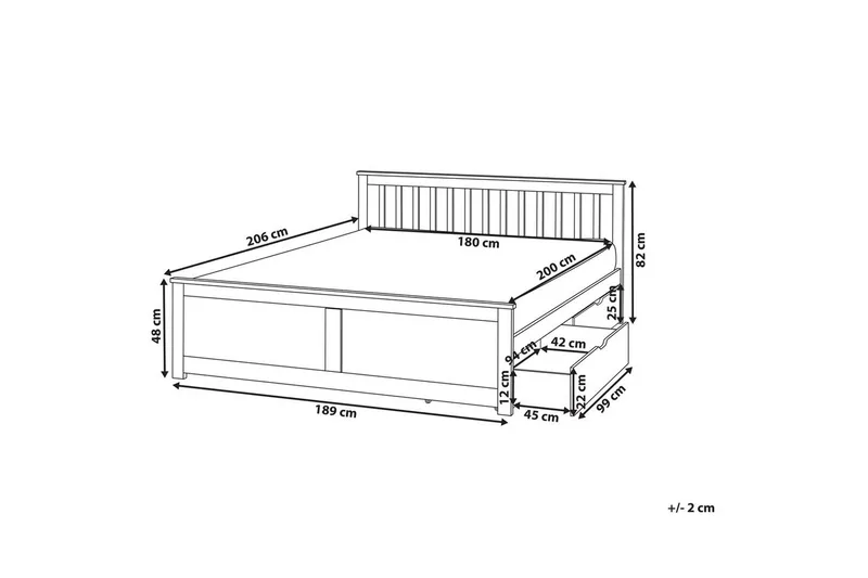 Säng med förvaringslådor Olendon Ljus trä, 180x200 cm, 2 - Ljus trä, 180x200 cm, 2 - Möbler - Sovrum - Sängar - Sängar med förvaring