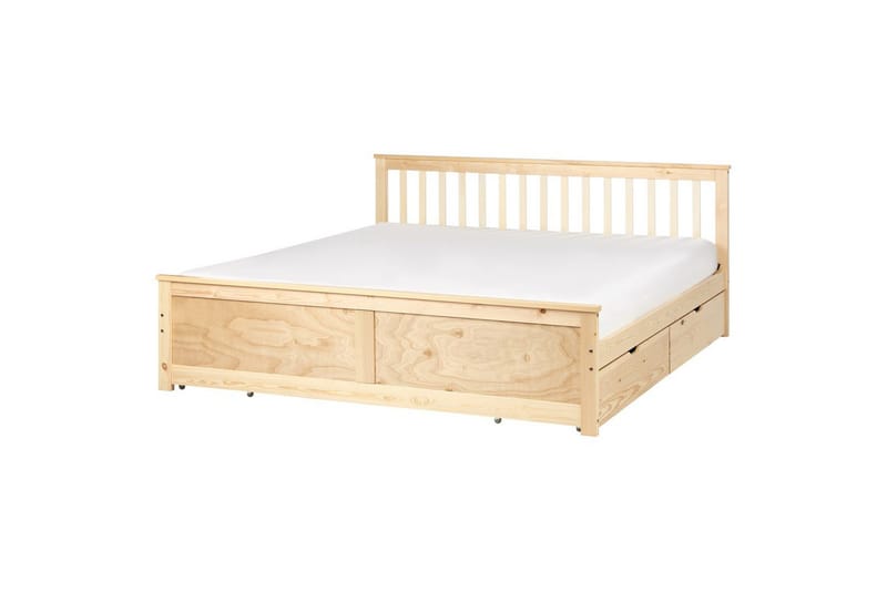 Säng med förvaringslådor Olendon Ljus trä, 180x200 cm, 4 - Ljus trä, 180x200 cm, 4 - Möbler - Sovrum - Sängar - Sängar med förvaring