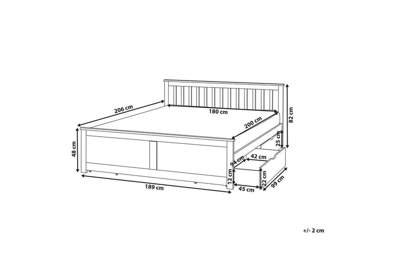 Säng med förvaringslådor Olendon Ljus trä, 180x200 cm, 4 - Ljus trä, 180x200 cm, 4 - Möbler - Sovrum - Sängar - Sängar med förvaring