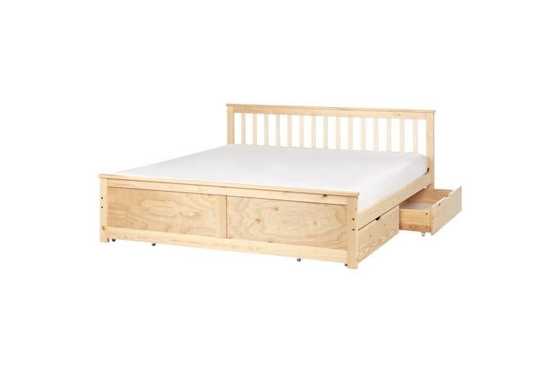 Säng med förvaringslådor Olendon Ljus trä, 180x200 cm, 4 - Ljus trä, 180x200 cm, 4 - Möbler - Sovrum - Sängar - Sängar med förvaring