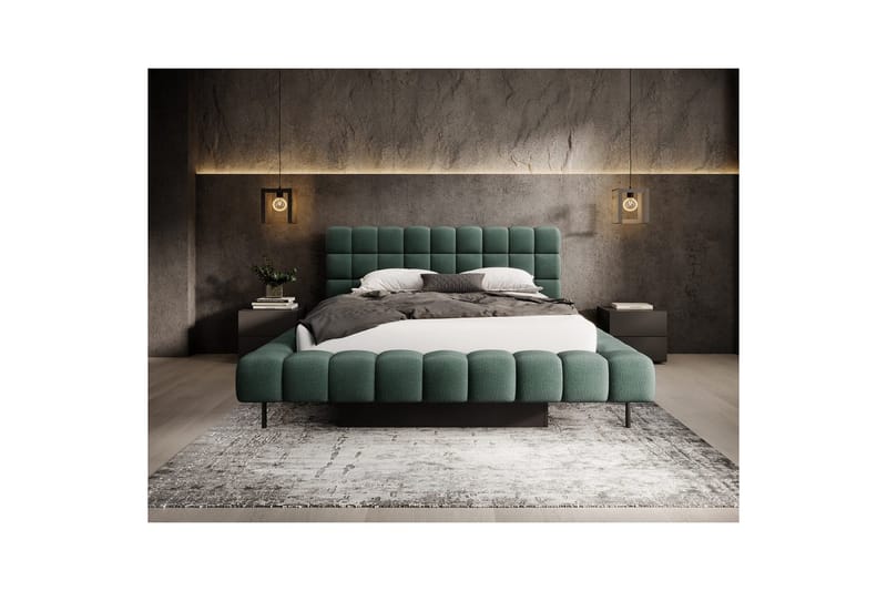 Säng med klädsel Eltap Magentta - 140x200 cm, Amore 35, Grön - Möbler - Sovrum - Sängar - Sängar med förvaring