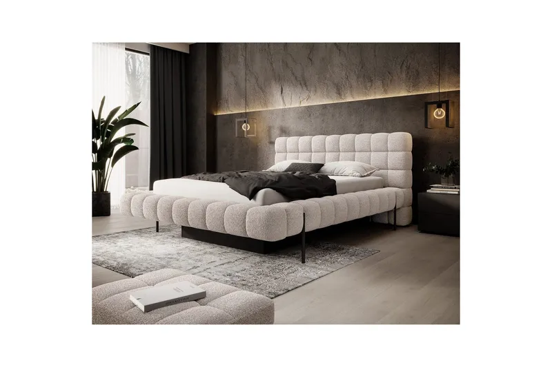 Säng med klädsel Eltap Magentta - 140x200 cm, Royal 18, Beige - Möbler - Sovrum - Sängar - Sängar med förvaring