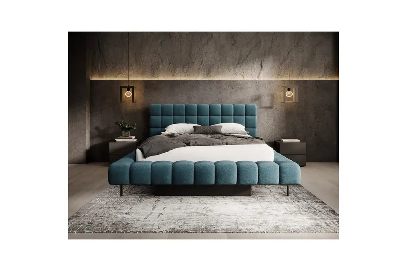 Säng med klädsel Eltap Magentta - 160x200 cm, Amore 40, Blå - Möbler - Sovrum - Sängar - Sängar med förvaring