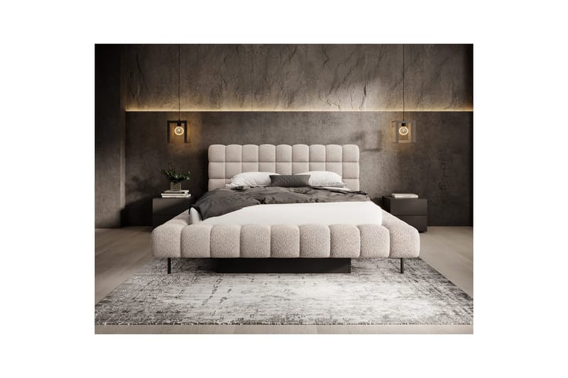 Säng med klädsel Eltap Magentta - 160x200 cm, Royal 18, Beige - Möbler - Sovrum - Sängar - Sängar med förvaring