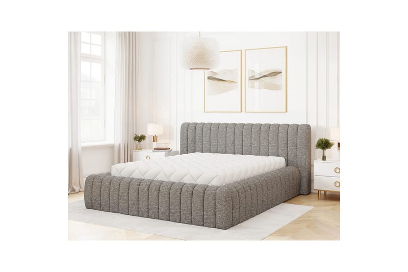 Säng med stoppning Eltap Carilla med metallram/gaslyft/förvaring - Coralline 03, Grå, 180x200 cm - Möbler - Sovrum - Sängar - Sängar med förvaring