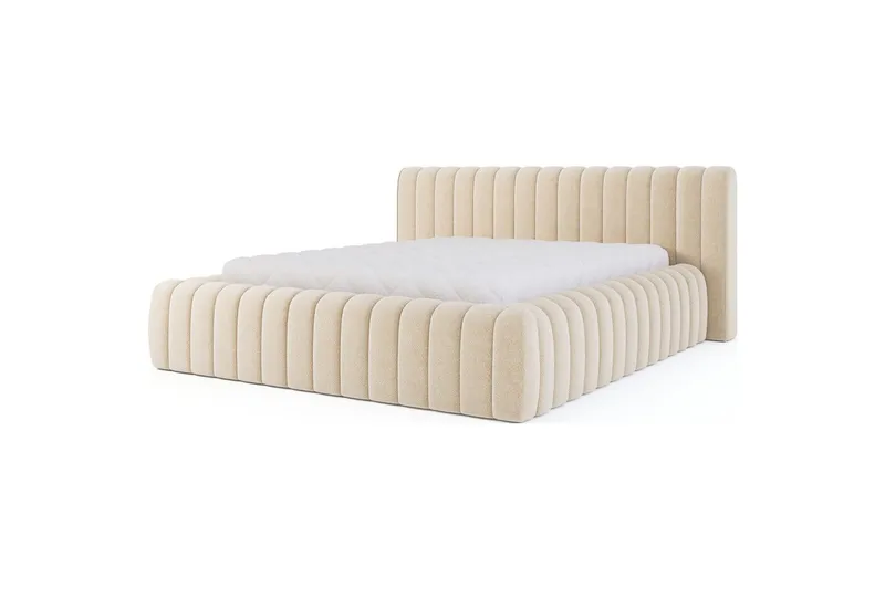 Säng med stoppning Eltap Carilla med metallram/gaslyft/förvaring, Royal 18, Beige, 160x200 cm