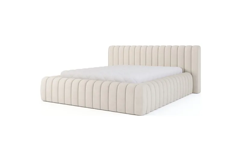Säng med stoppning Eltap Carilla med metallram/gaslyft/förvaring, Sola 18, Beige, 160x200 cm