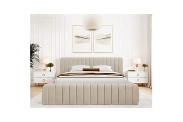 Säng med stoppning Eltap Carilla med metallram/gaslyft/förvaring - Sola 18, Beige, 160x200 cm - Möbler - Sovrum - Sängar - Sängar med förvaring