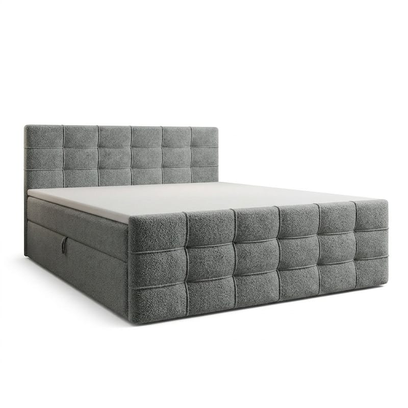 Sängpaket Kontinentalsäng Elvros 140x200 cm med Lyftförvaring, Betonggrå