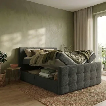 Sängpaket Kontinentalsäng Elvros 180x200 cm med Lyftförvaring - Antracit/Mycket mörk grafit - Möbler - Sovrum - Sängar - Kontinentalsängar