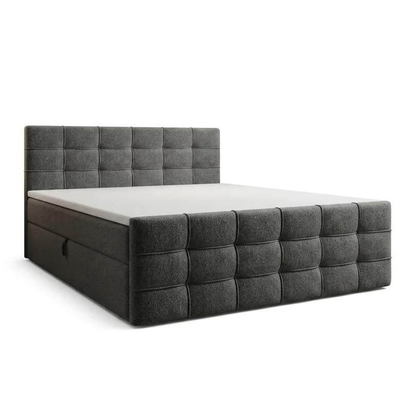 Sängpaket Kontinentalsäng Elvros 180x200 cm med Lyftförvaring, Antracit/Mycket mörk grafit