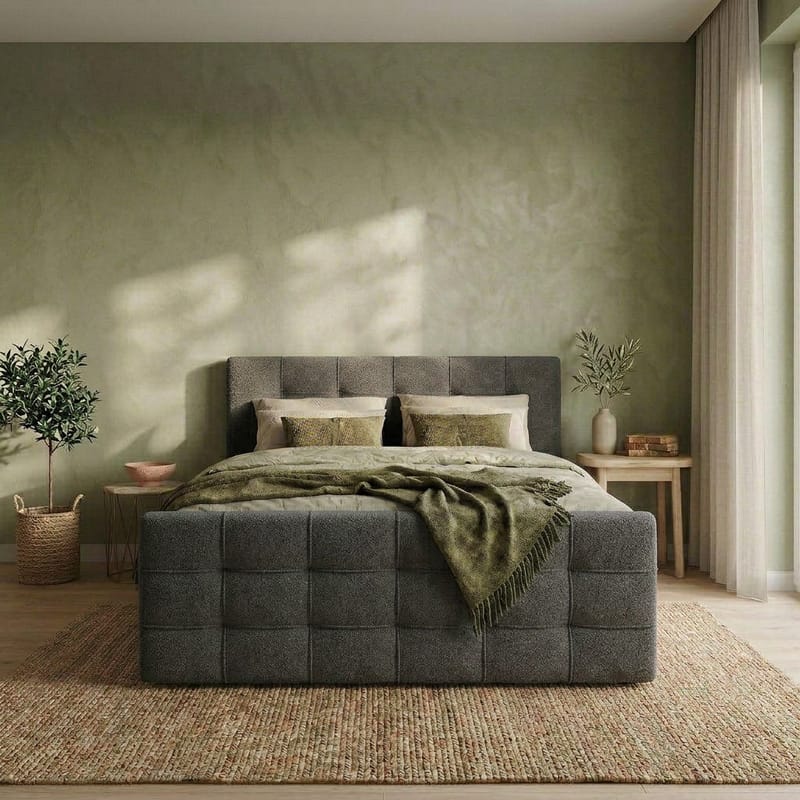Sängpaket Kontinentalsäng Elvros 180x200 cm med Lyftförvaring - Antracit/Mycket mörk grafit - Möbler - Sovrum - Sängar - Kontinentalsängar
