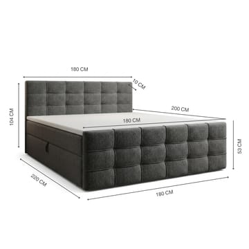 Sängpaket Kontinentalsäng Elvros 180x200 cm med Lyftförvaring - Antracit/Mycket mörk grafit - Möbler - Sovrum - Sängar - Kontinentalsängar