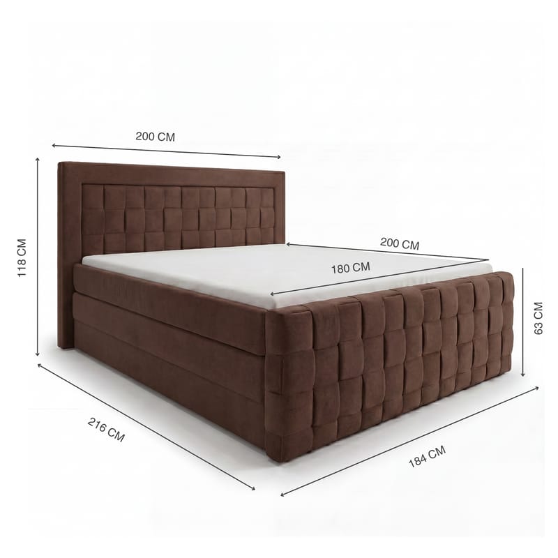 Sängpaket Kontinentalsäng Ryven 140x200 cm med Lyftförvaring - Chokladbrun/mörkbrun/mocka - Möbler - Sovrum - Sängar - Kontinentalsängar