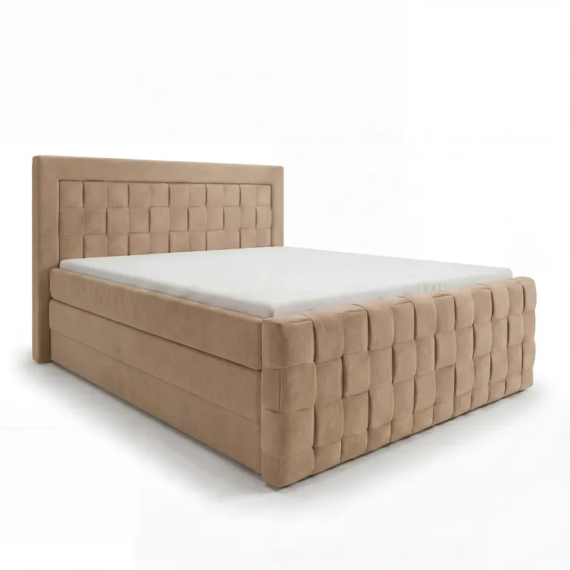 Sängpaket Kontinentalsäng Ryven 140x200 cm med Lyftförvaring, kamelfärgad/karamell/guldbeige