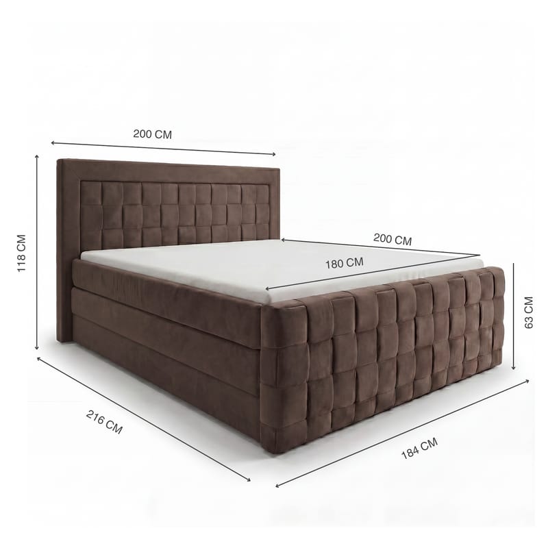 Sängpaket Kontinentalsäng Ryven 140x200 cm med Lyftförvaring - mörk espresso/mörkbrun - Möbler - Sovrum - Sängar - Kontinentalsängar