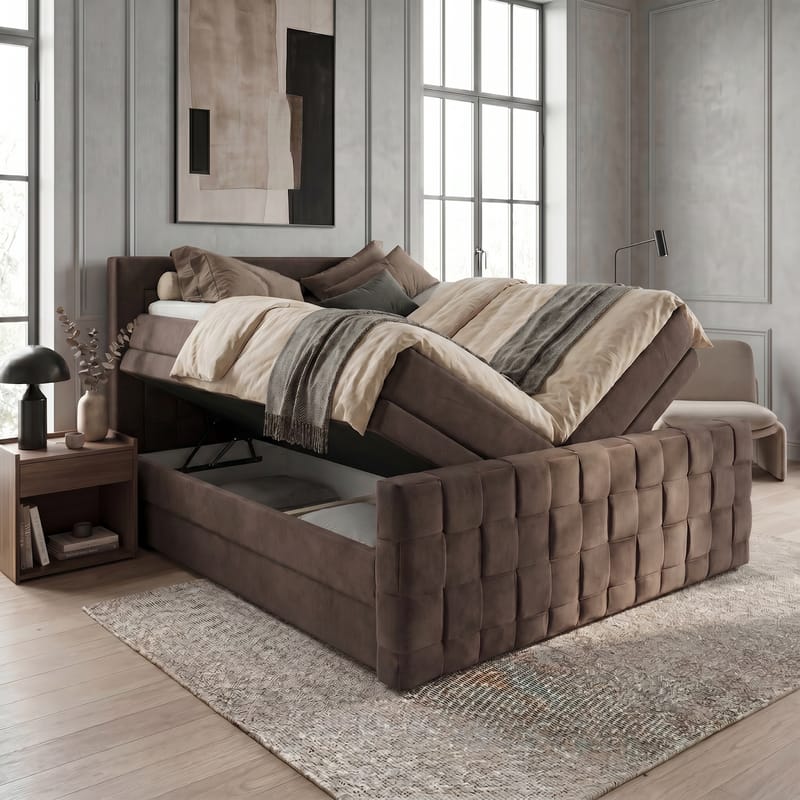 Sängpaket Kontinentalsäng Ryven 140x200 cm med Lyftförvaring - mörk espresso/mörkbrun - Möbler - Sovrum - Sängar - Kontinentalsängar