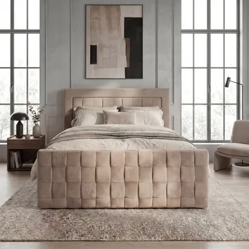 Sängpaket Kontinentalsäng Ryven 140x200 cm med Lyftförvaring - varm beige/latte - Möbler - Sovrum - Sängar - Kontinentalsängar