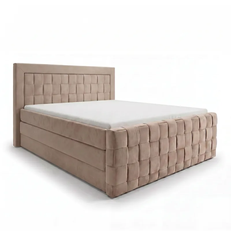 Sängpaket Kontinentalsäng Ryven 140x200 cm med Lyftförvaring, varm beige/latte