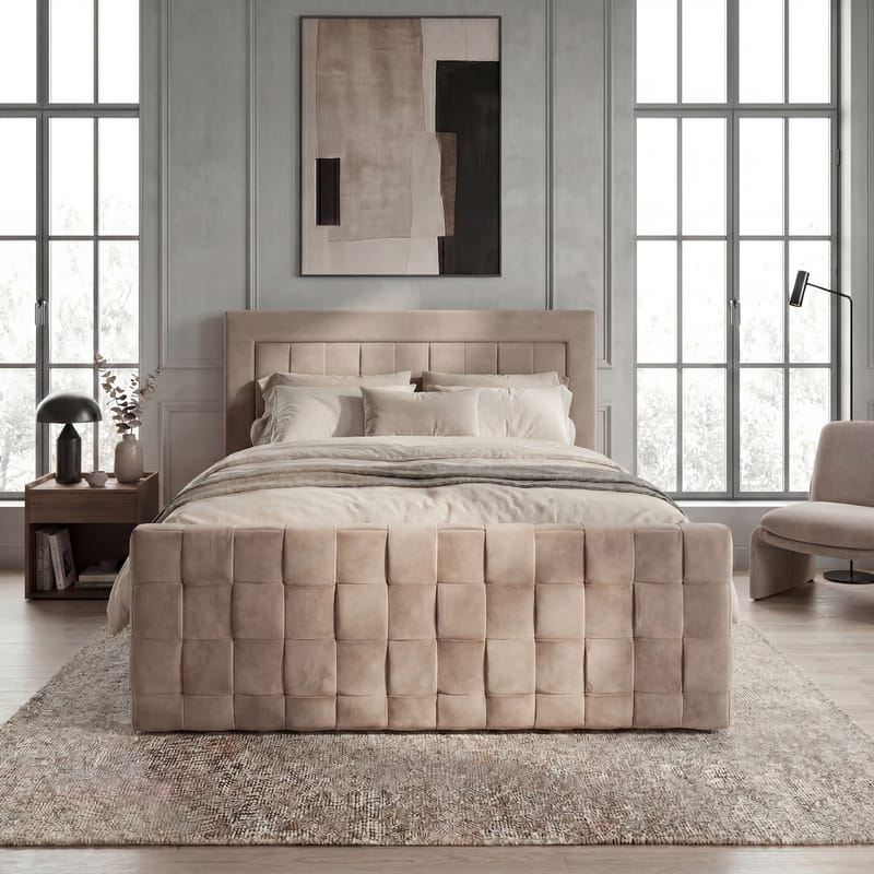 Sängpaket Kontinentalsäng Ryven 160x200 cm med Lyftförvaring - varm beige/latte - Möbler - Sovrum - Sängar - Kontinentalsängar