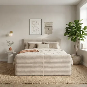 Sängpaket Kontinentalsäng Sorvin 160x200 cm med Lyftförvaring - Gräddvit/écru/elfenben - Möbler - Sovrum - Sängar - Kontinentalsängar