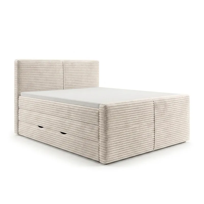 Sängpaket Kontinentalsäng Sorvin 160x200 cm med Lyftförvaring, Gräddvit/écru/elfenben