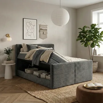 Sängpaket Kontinentalsäng Sorvin 180x200 cm med Lyftförvaring - Grafitgrå/Mörkgrå - Möbler - Sovrum - Sängar - Kontinentalsängar