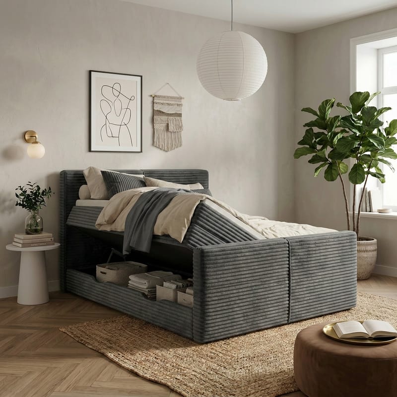 Sängpaket Kontinentalsäng Sorvin 180x200 cm med Lyftförvaring - Grafitgrå/Mörkgrå - Möbler - Sovrum - Sängar - Kontinentalsängar
