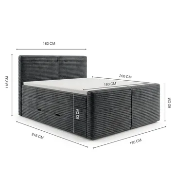 Sängpaket Kontinentalsäng Sorvin 180x200 cm med Lyftförvaring - Grafitgrå/Mörkgrå - Möbler - Sovrum - Sängar - Kontinentalsängar