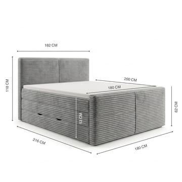 Sängpaket Kontinentalsäng Sorvin 180x200 cm med Lyftförvaring - Ljusgrå - Möbler - Sovrum - Sängar - Kontinentalsängar
