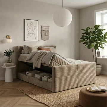 Sängpaket Kontinentalsäng Sorvin 180x200 cm med Lyftförvaring - Varm beige - Möbler - Sovrum - Sängar - Kontinentalsängar