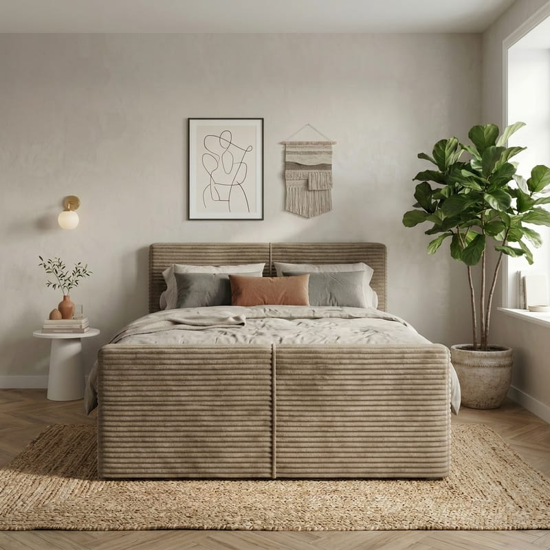 Sängpaket Kontinentalsäng Sorvin 180x200 cm med Lyftförvaring - Varm beige - Möbler - Sovrum - Sängar - Kontinentalsängar