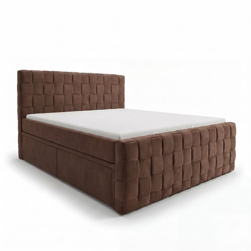 Sängpaket Kontinentalsäng Tyrosen 160x200 cm med Lådförvaring, chokladbrun