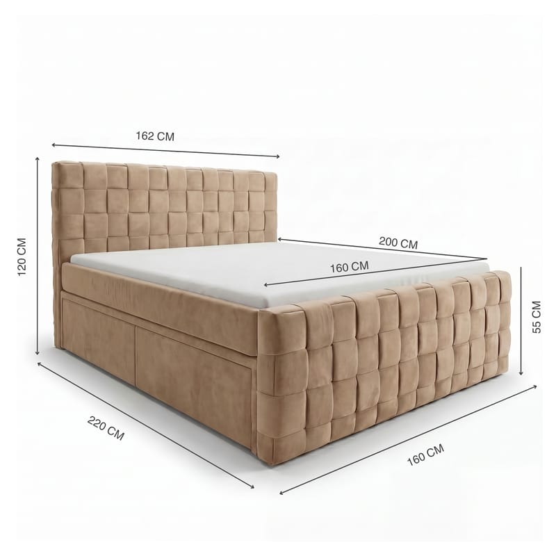 Sängpaket Kontinentalsäng Tyrosen 160x200 cm med Lådförvaring - kamel - Möbler - Sovrum - Sängar - Kontinentalsängar