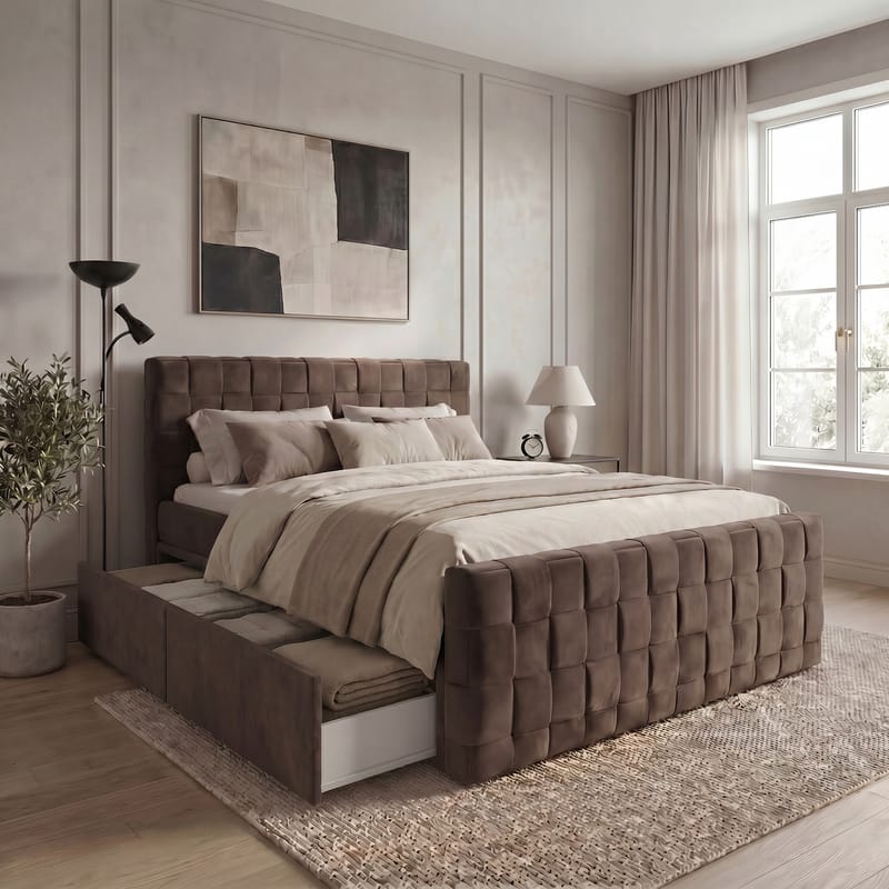 Sängpaket Kontinentalsäng Tyrosen 160x200 cm med Lådförvaring - mörk espresso - Möbler - Sovrum - Sängar - Kontinentalsängar