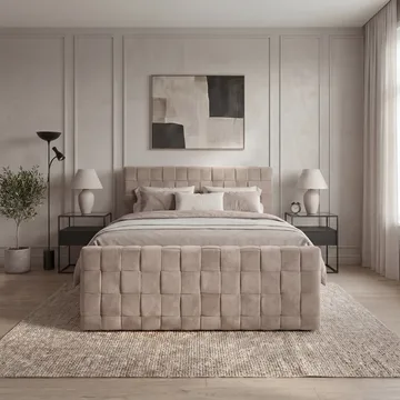 Sängpaket Kontinentalsäng Tyrosen 160x200 cm med Lådförvaring - Varm beige - Möbler - Sovrum - Sängar - Kontinentalsängar