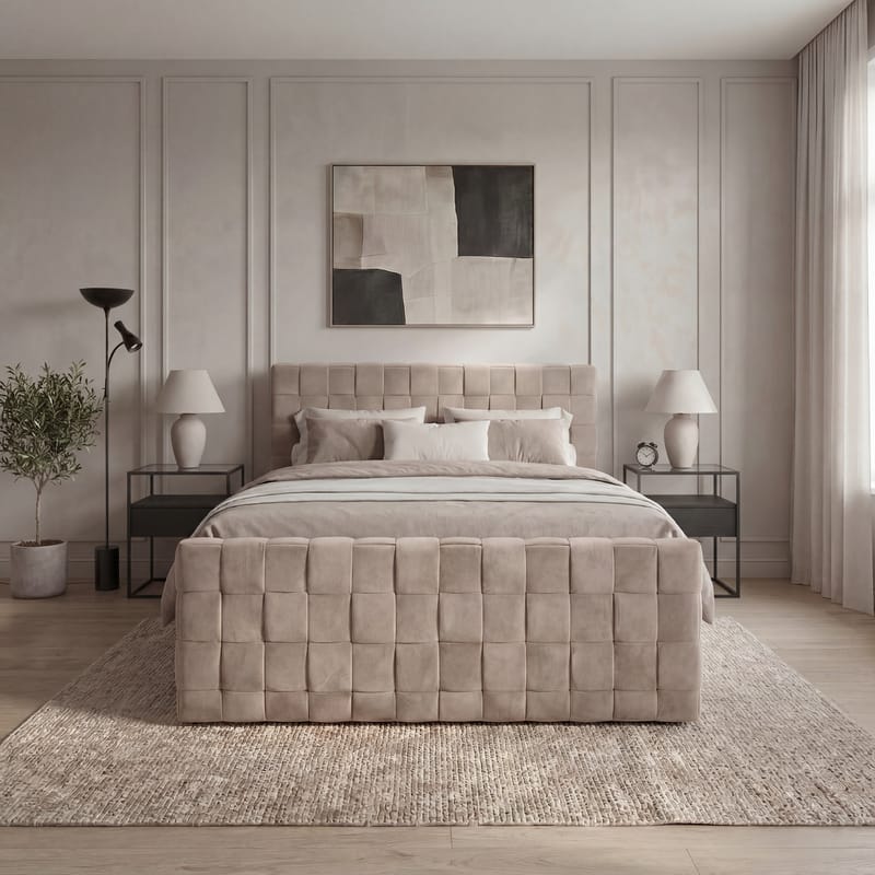 Sängpaket Kontinentalsäng Tyrosen 160x200 cm med Lådförvaring - Varm beige - Möbler - Sovrum - Sängar - Kontinentalsängar