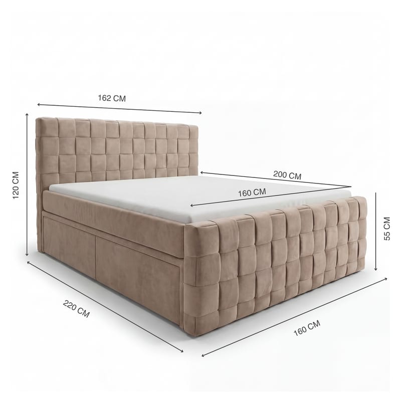 Sängpaket Kontinentalsäng Tyrosen 160x200 cm med Lådförvaring - Varm beige - Möbler - Sovrum - Sängar - Kontinentalsängar