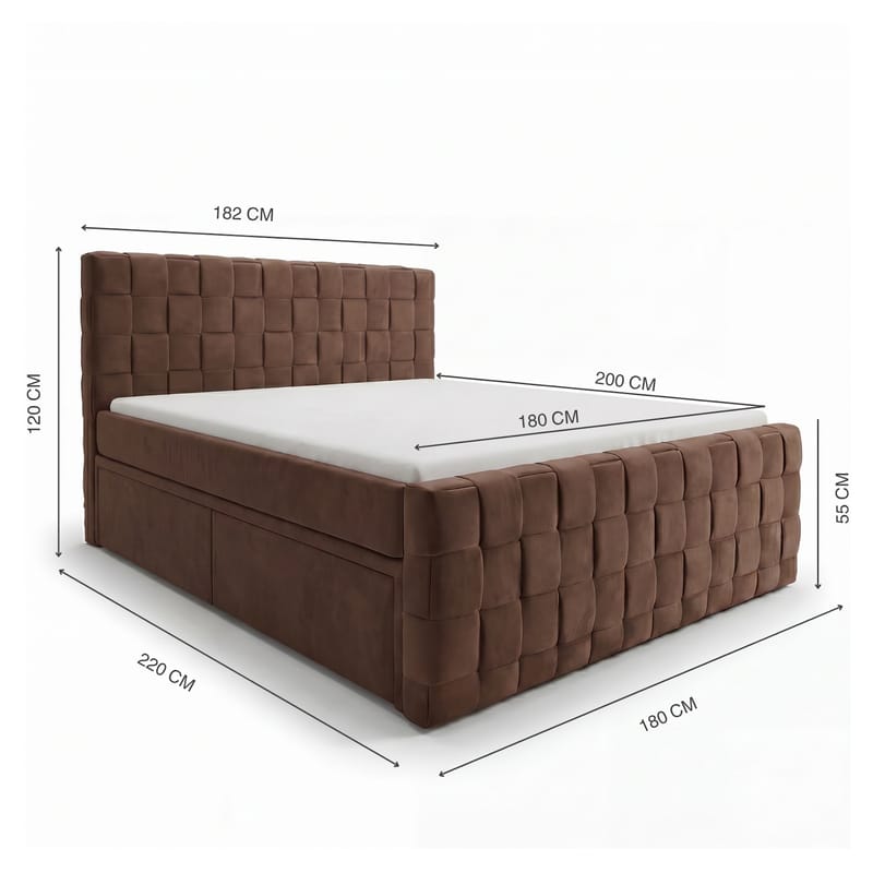Sängpaket Kontinentalsäng Tyrosen 180x200 cm med Lådförvaring - chokladbrun - Möbler - Sovrum - Sängar - Kontinentalsängar