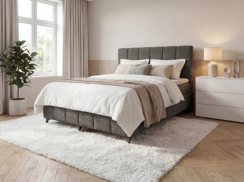 Sängpaket Kontinentalsäng Vyrosen 140x200 cm med Lyftförvaring - grå - Möbler - Sovrum - Sängar - Kontinentalsängar