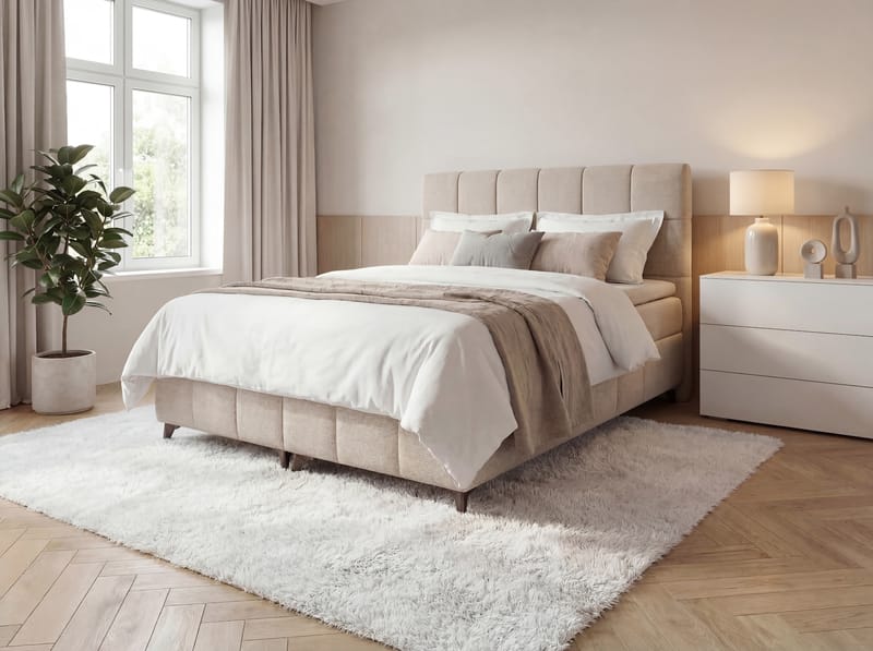 Sängpaket Kontinentalsäng Vyrosen 180x200 cm med Lyftförvaring - krämbeige - Möbler - Sovrum - Sängar - Kontinentalsängar
