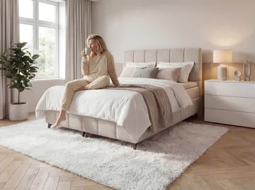 Sängpaket Kontinentalsäng Vyrosen 180x200 cm med Lyftförvaring - krämbeige - Möbler - Sovrum - Sängar - Kontinentalsängar