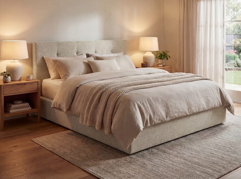 Sängram Deylinor 140x200 cm med Lyftförvaring - beige - Möbler - Sovrum - Sängar - Sängar med förvaring